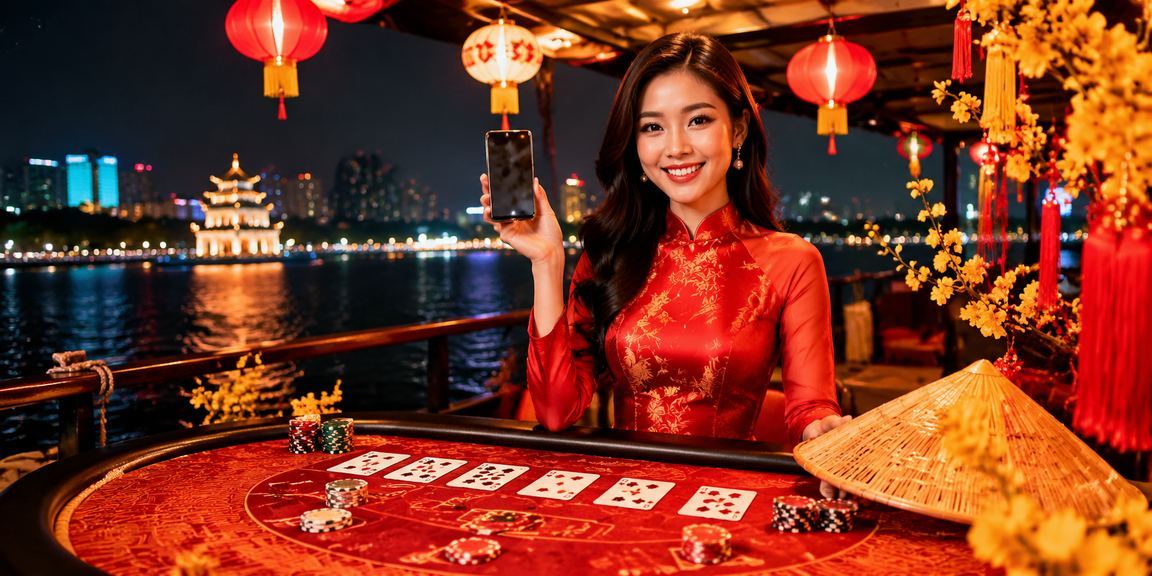Người dùng tại Hà Nội tham gia baccarat trực tuyến với hình ảnh nón lá truyền thống