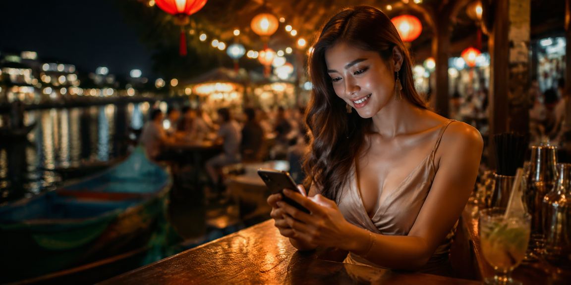 Người chơi bài tại chợ đêm Mũi Né với không khí giải trí sôi động về đêm